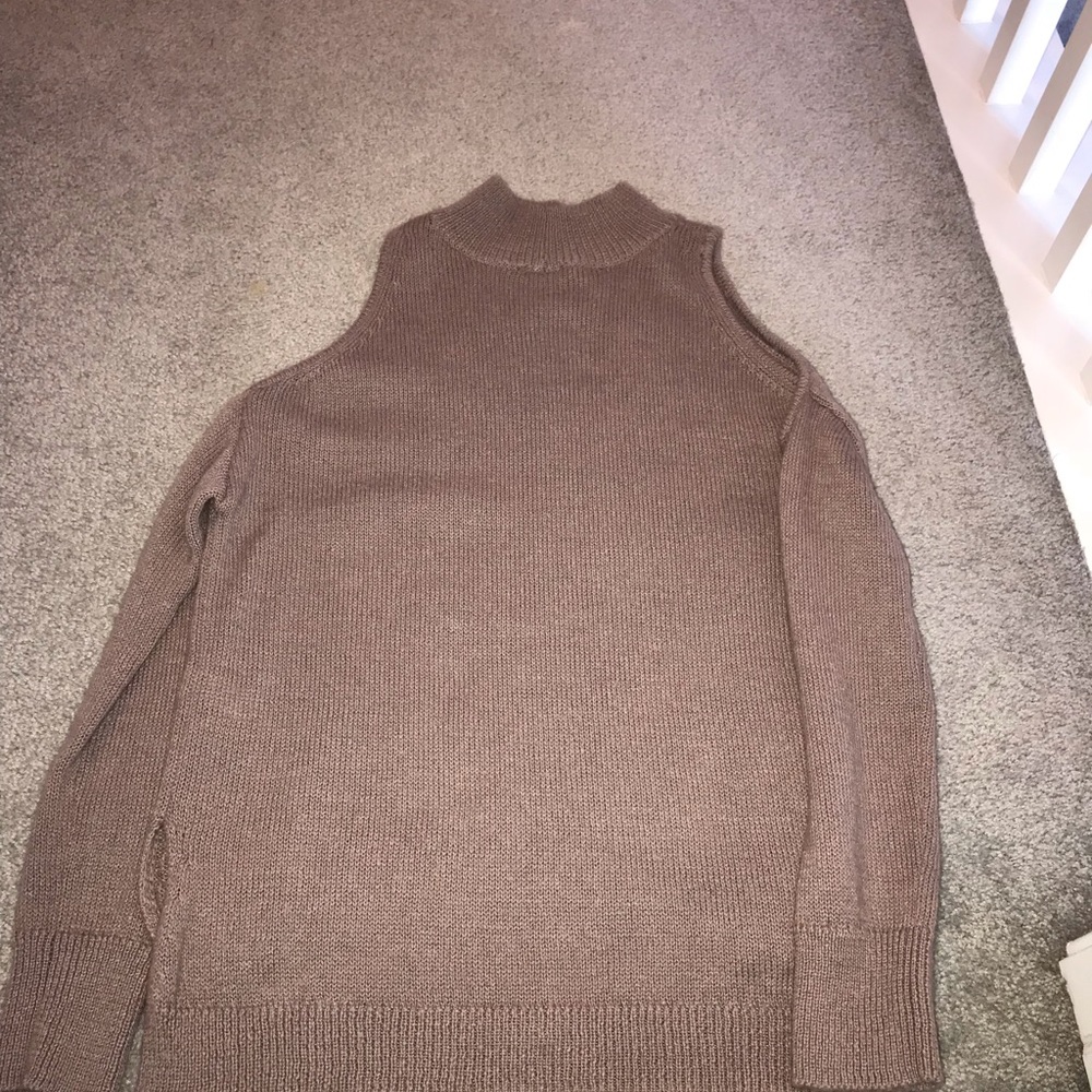 Muave turtleneck shoulder cut out sweater